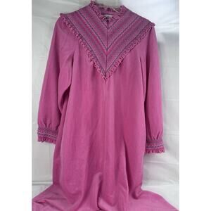 Vintage Evelyn Pearson Nightgown Womens M Long Sleeve 70s Loungewear Cottagecore